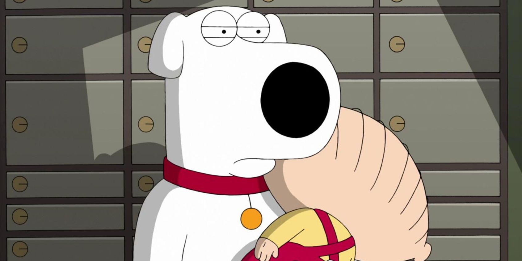 Brian carregando Stewie em Family Guy