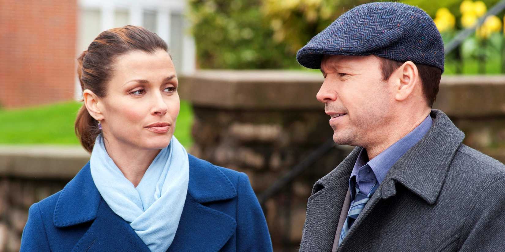 Bridget Moynahan as Erin Reagan and Donnie Wahlberg as Danny Reagan in Blue Bloods