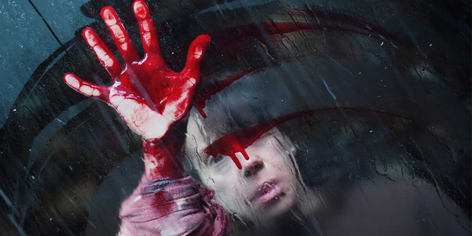Sally Hawkins putting her bloody hand on a window in Bring Her Back