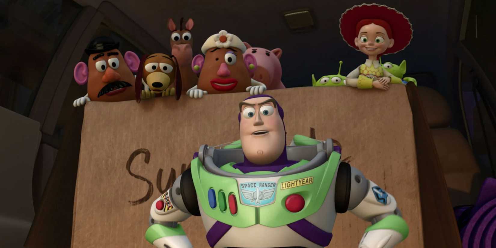 Buzz e os outros brinquedos em Toy Story 3