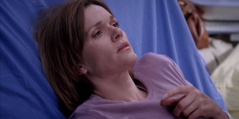 Cathy Rogerson Grey's Anatomy lying in bed worried