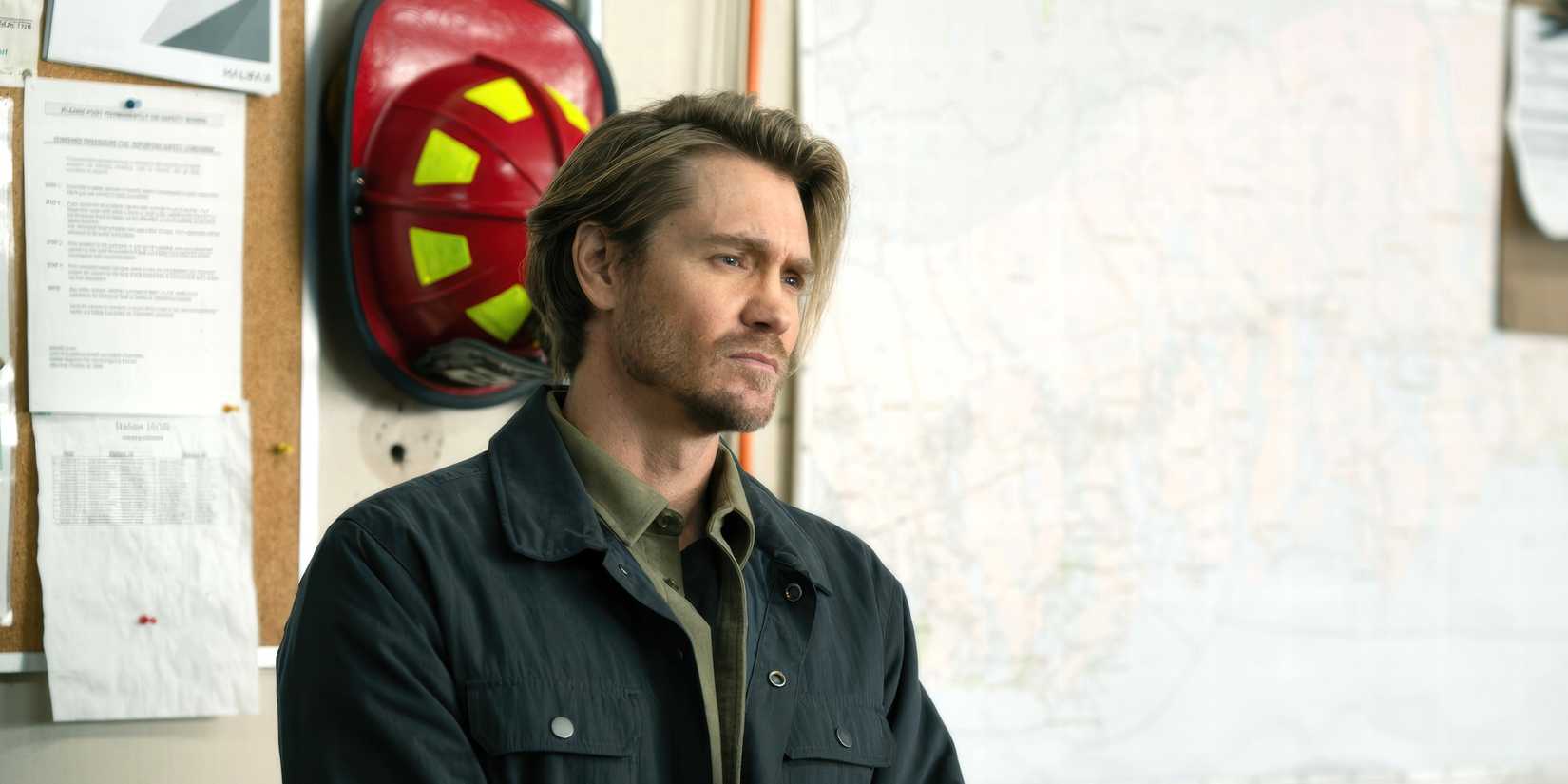Chad Michael Murray's Cal looks concerned in Sullivan's Crossing (Image courtesy of Everett)