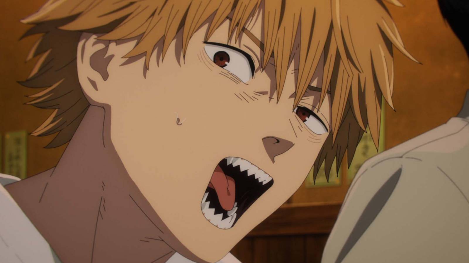 Denji appearing shocked and annoyed during the Chainsaw Man anime.