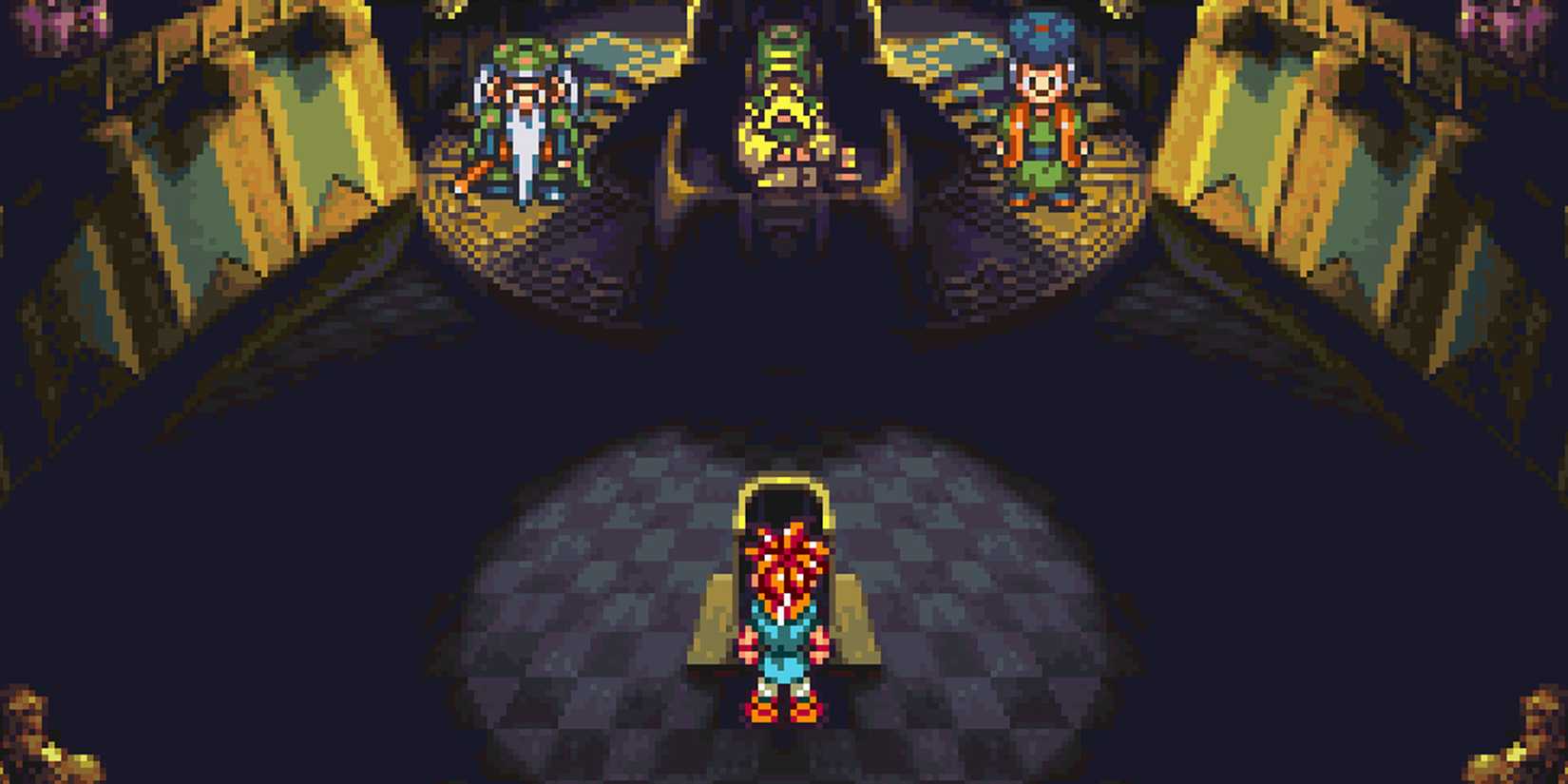 Chrono standing before the throne in Chrono Trigger