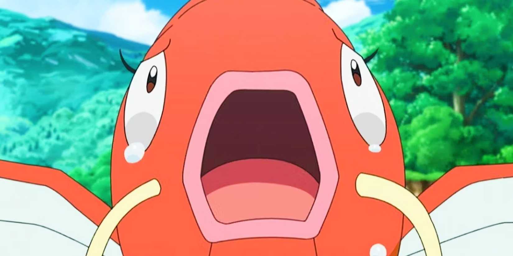 Closeup of Magikarp crying in Pokemon