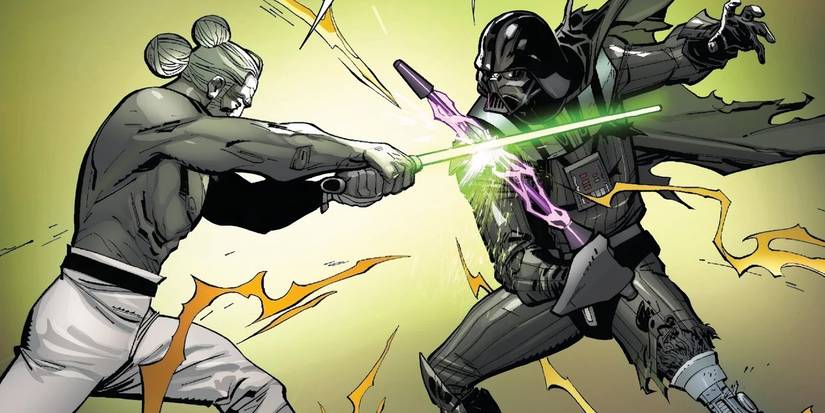 Darth Vader dueling Jedi Master Kirak Infal'a.