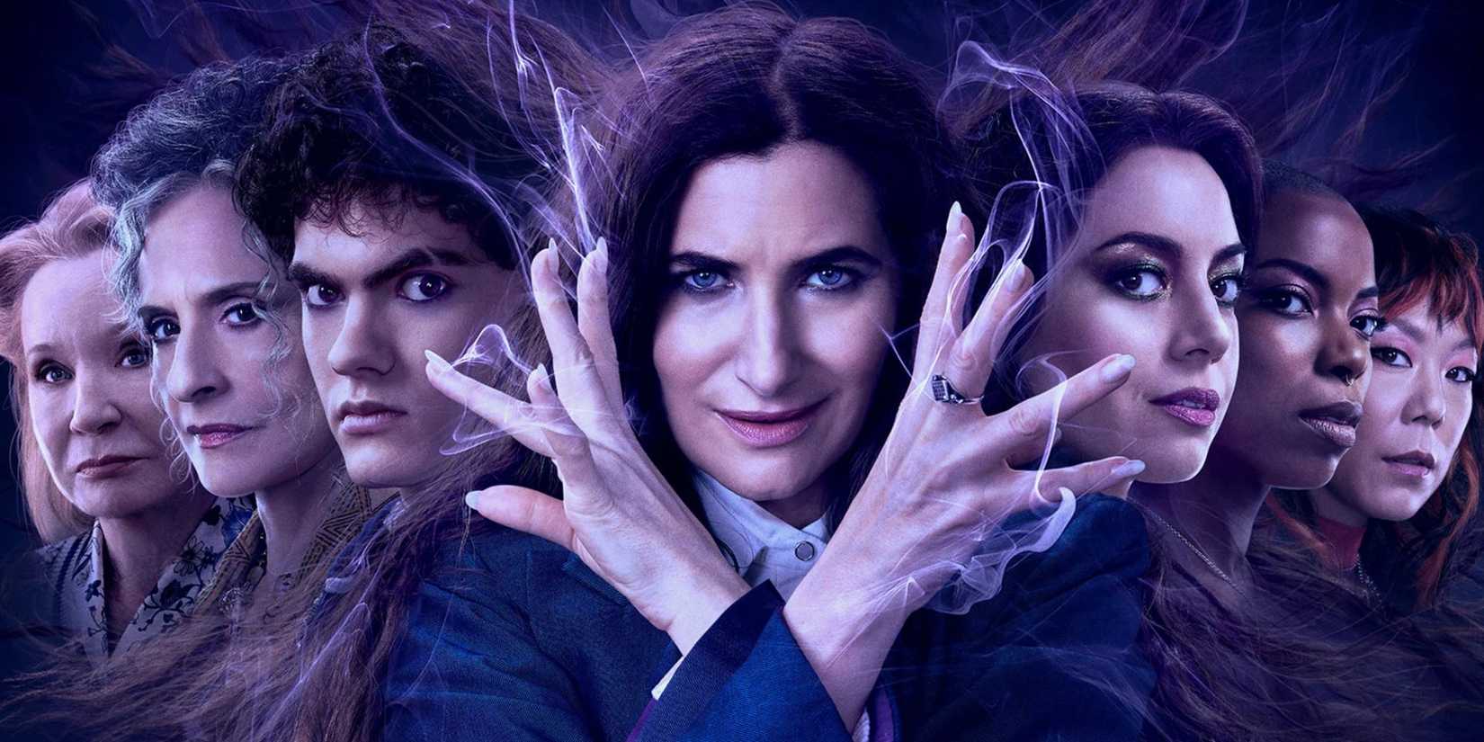 Kathryn Hahn and the cast of Agatha All Along in the series’ poster art
