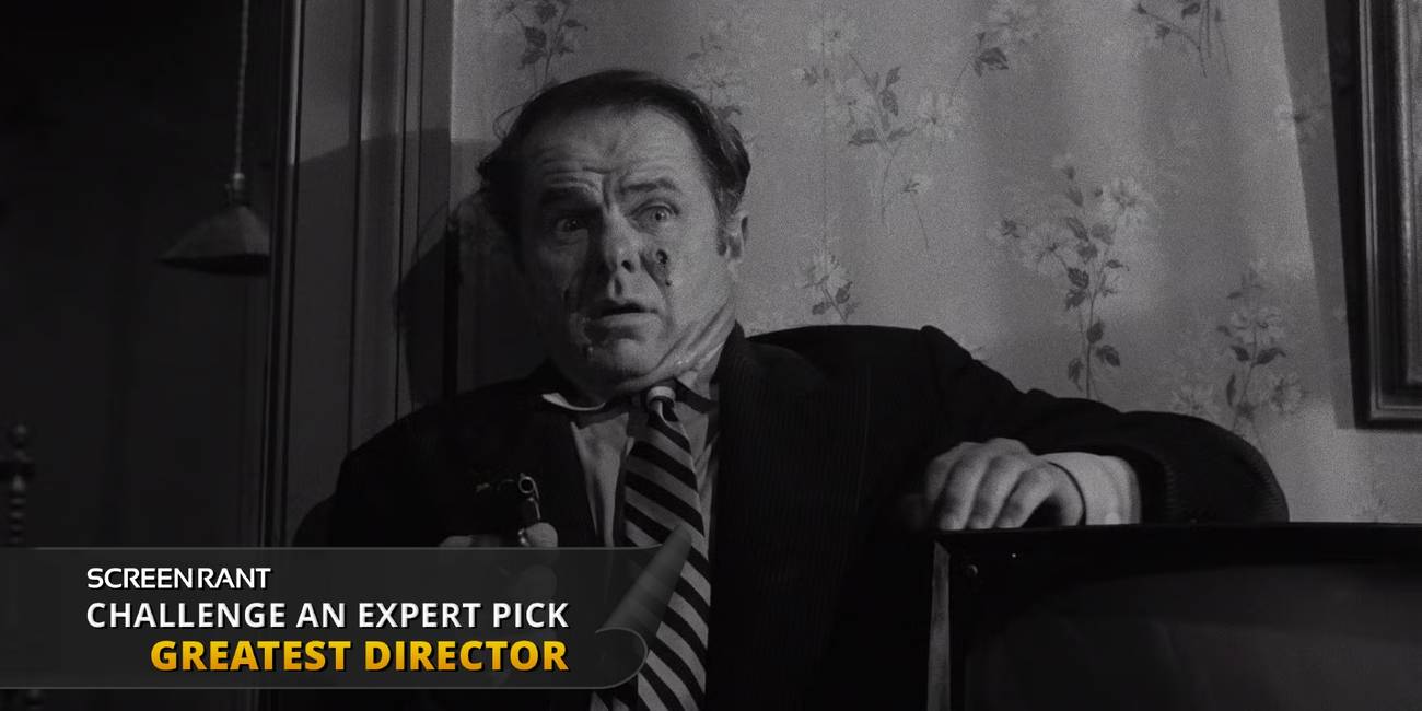 Elisha Cook Jr stunned and pointing a gun in Stanley Kubrick's The Killing