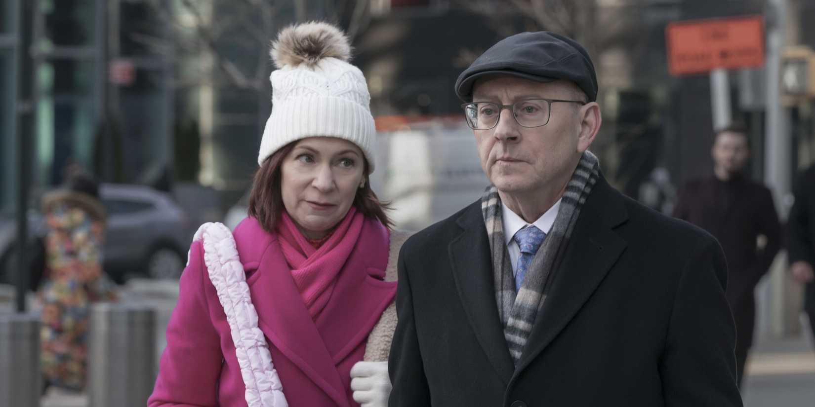 Carrie Preston as Elsbeth Tascioni and Michael Emerson as Judge Milton Crawford in Elsbeth