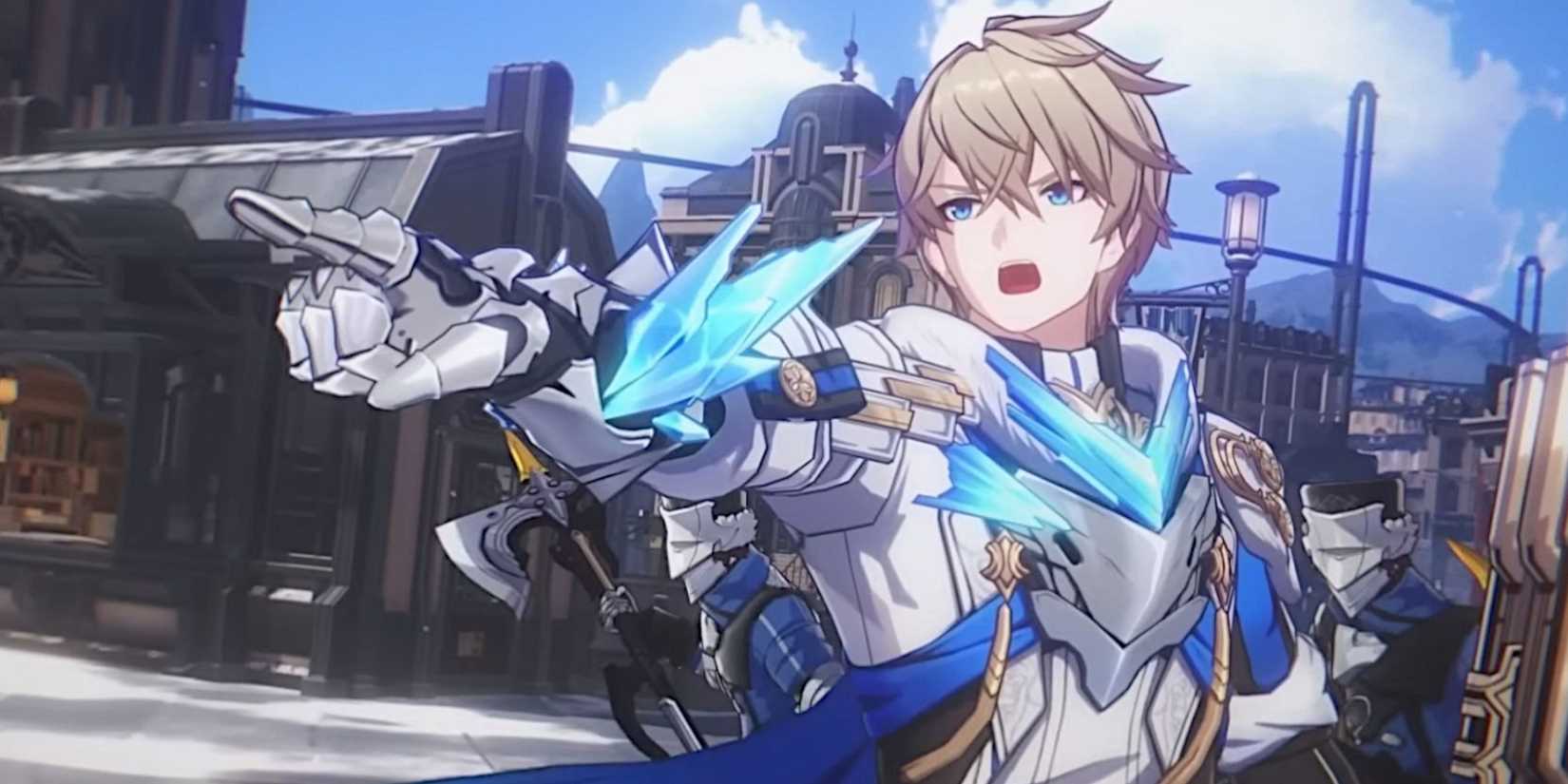 Gepard von Honkai Star Rail zeigt in Belobog mit dem Finger nach vorne.