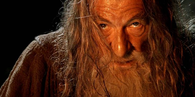 Ian McKellen as Gandalf facing the Balrog in Lord of the Rings