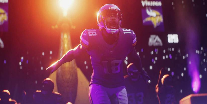 Madden NFL 26 Vikings player going out onto the field before a game
