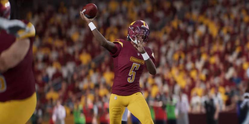 Madden NFL 26 Jayden Daniels QB wirft in der Offensive.