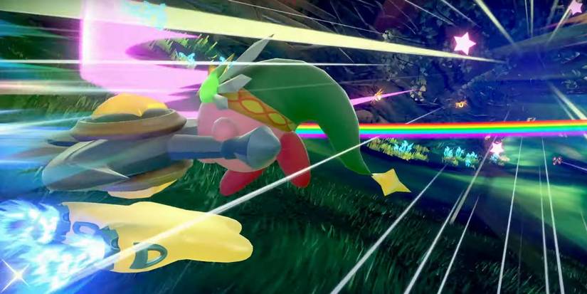 Kirby Air Riders Kirby using Ultra Sword Special move.