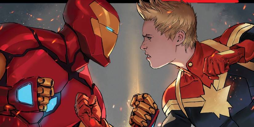 Iron Man against Captain Marvel.
