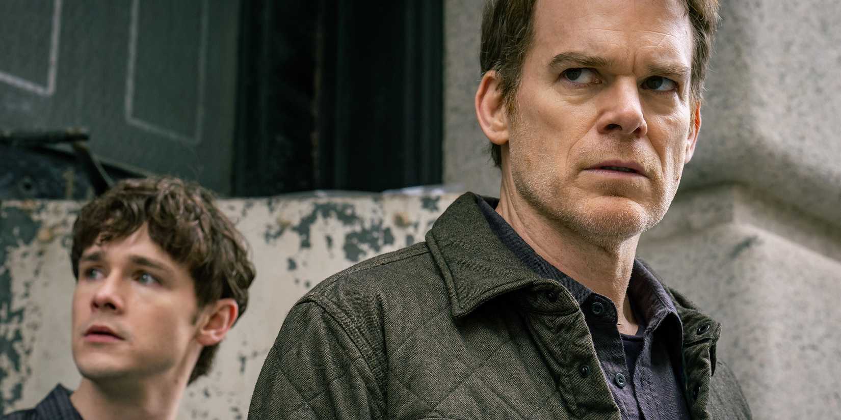 Jack Alcott as Harrison Morgan and Michael C. Hall as Dexter Morgan in Dexter- Resurrection, episode 9, season 1