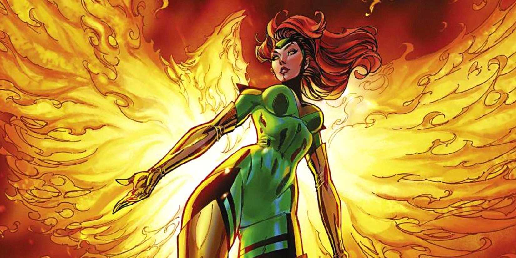 Arte de quadrinhos de Jean Grey usando seus poderes da Fênix