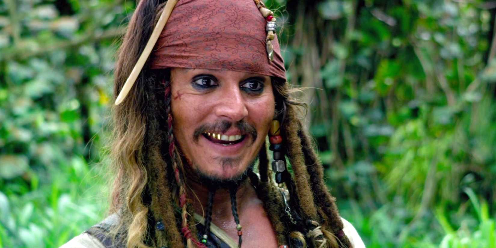 Johnny Depp is smiling in Pirates of the Caribbean