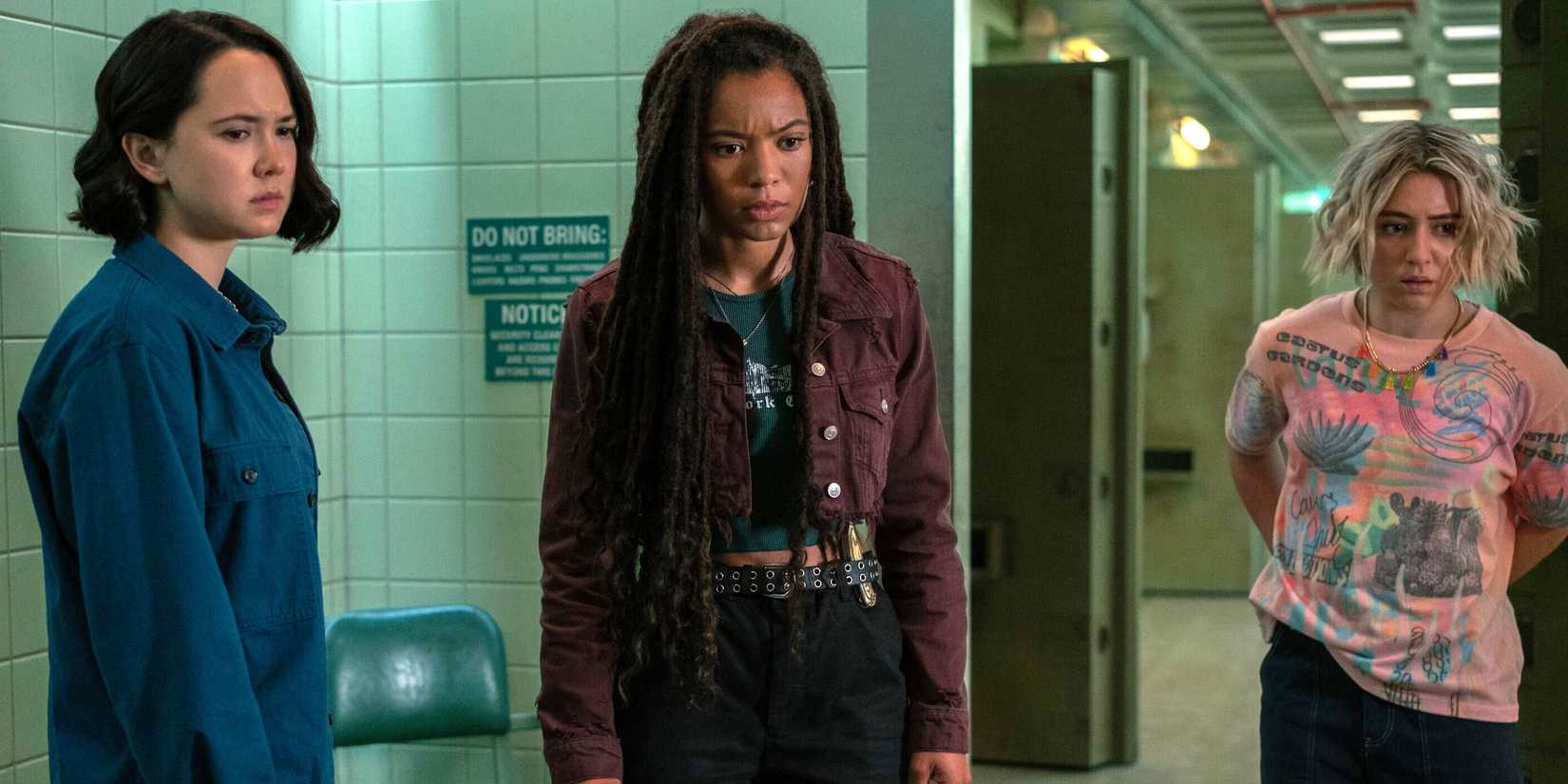 Jordan (London Thor), Marie (Jaz Sinclair) e Emma (Lizze Broadway) em Gen V temporada 1
