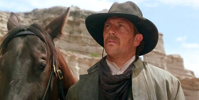 Kevin Costner and a horse in Wyatt Earp