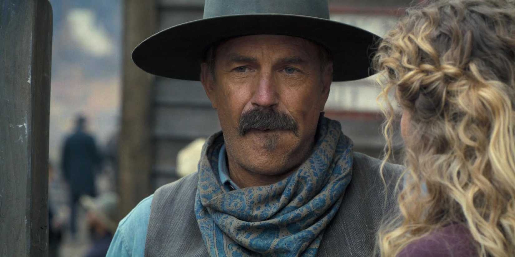 Kevin Costner looking concerned in Horizon An American Saga