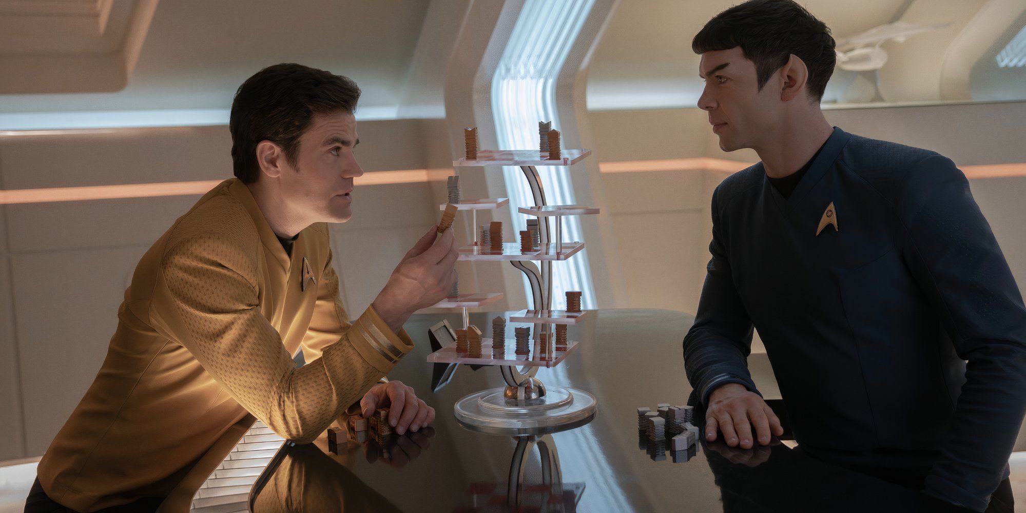 Kirk and Spock 3D chess in Strange New Worlds