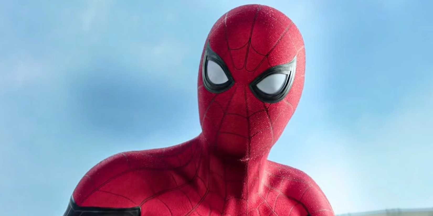 MCU Spider-Man against a clear blue sky backdrop