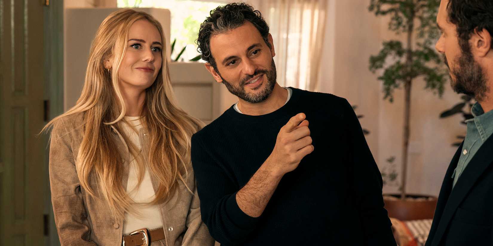 Morgan smiling next to Arian Moayed's Dr. Andy in Nobody Wants This season 2