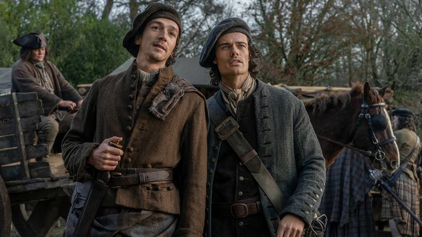 Murtagh Fitzgibbons (Rory Alexander) & Brian Fraser (Jamie Roy) standing next to one another in Outlander Blood of my Blood
