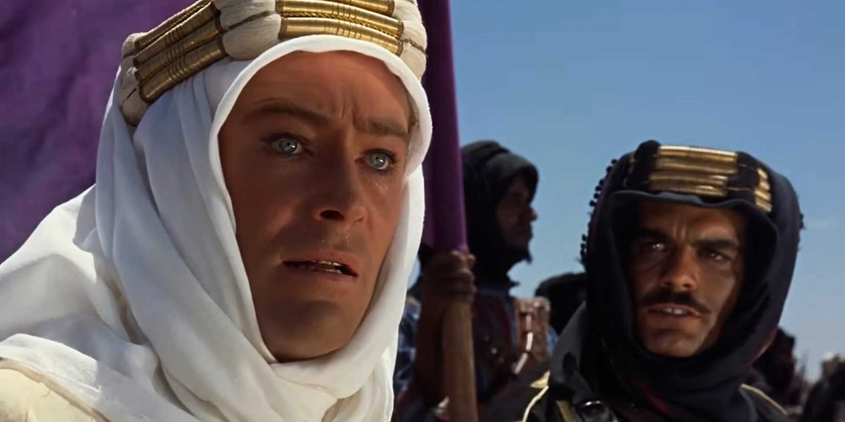 Omar Sharif and Peter O'Tolle as Sherif Ali Ibn el Kharish and TE Lawrence