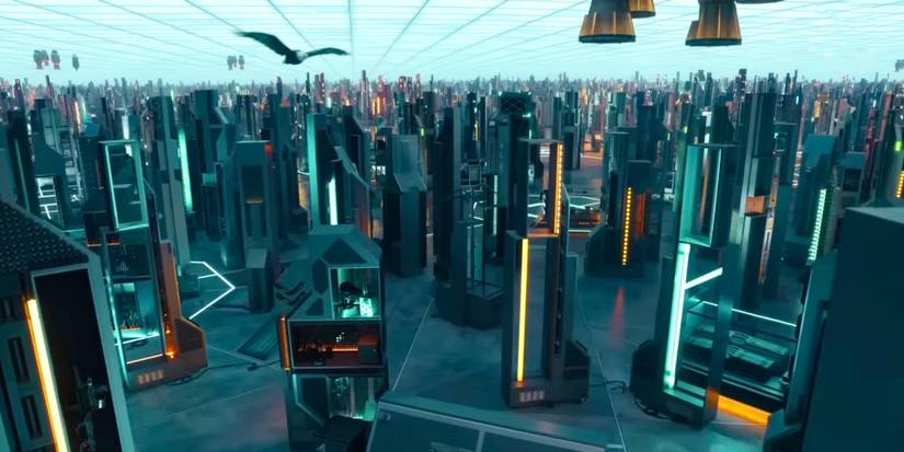 Peacemaker scene of the Quantum Unfolding Chamber with Eagly flying