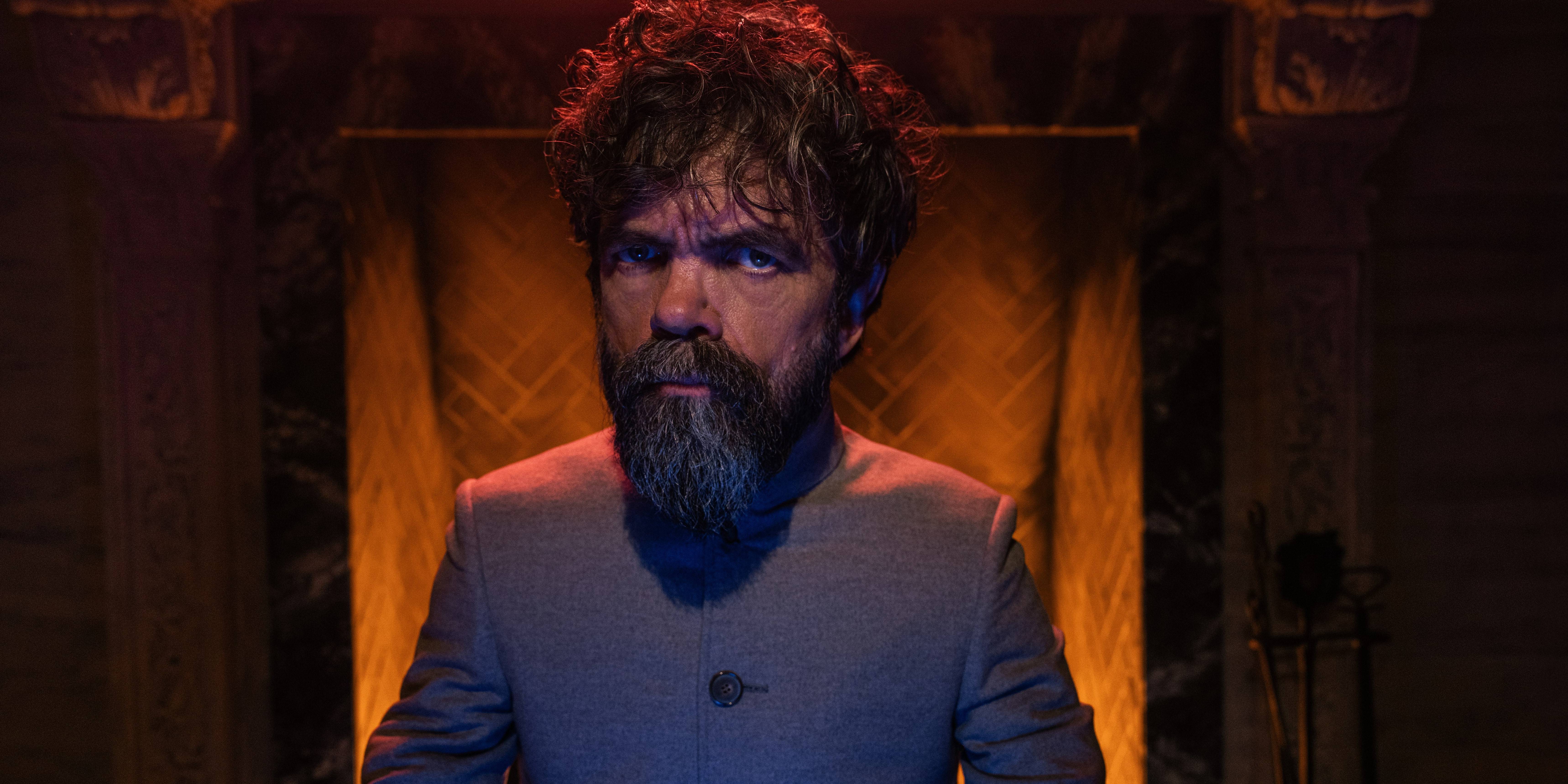 Peter Dinklage looking intimidating from a Dexter Ressurection promo shot