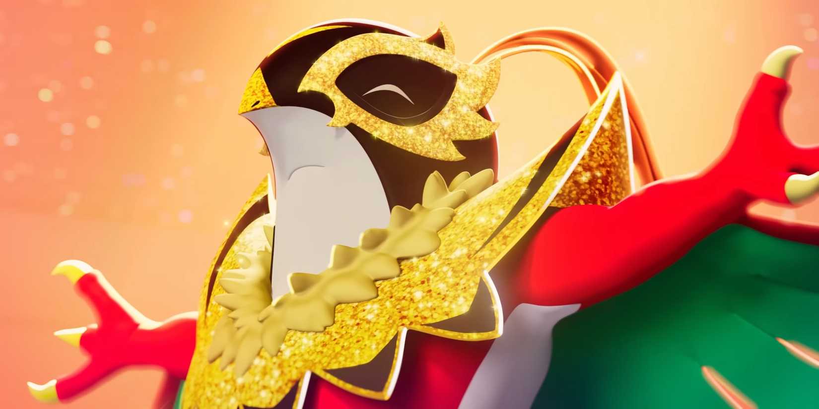 Pokemon Legends Z-A's Mega Hawlucha opens its arms happily to receive praise.