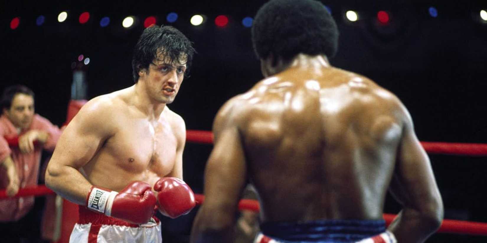 Rocky vs Apollo Creed in the first Rocky movie