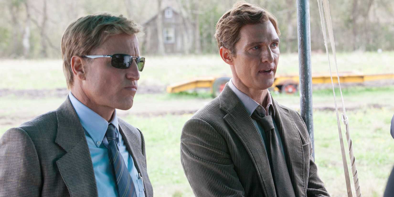Matthew McConaughey as Rust and Woody Harrelson as Martin in True Detective season 1