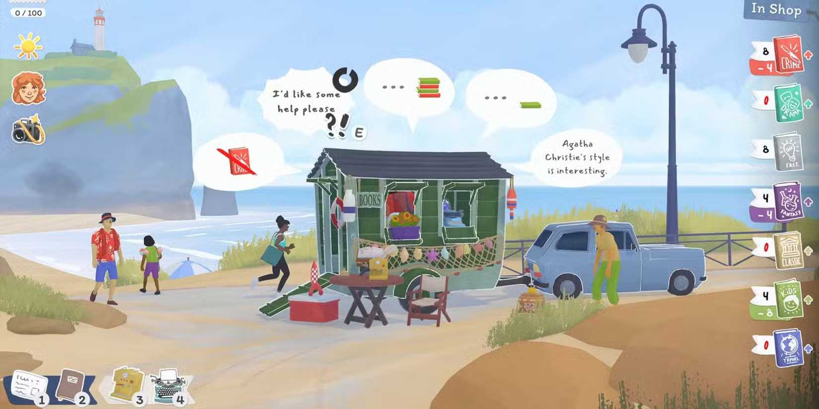 Screenshot from Tiny Bookshop game