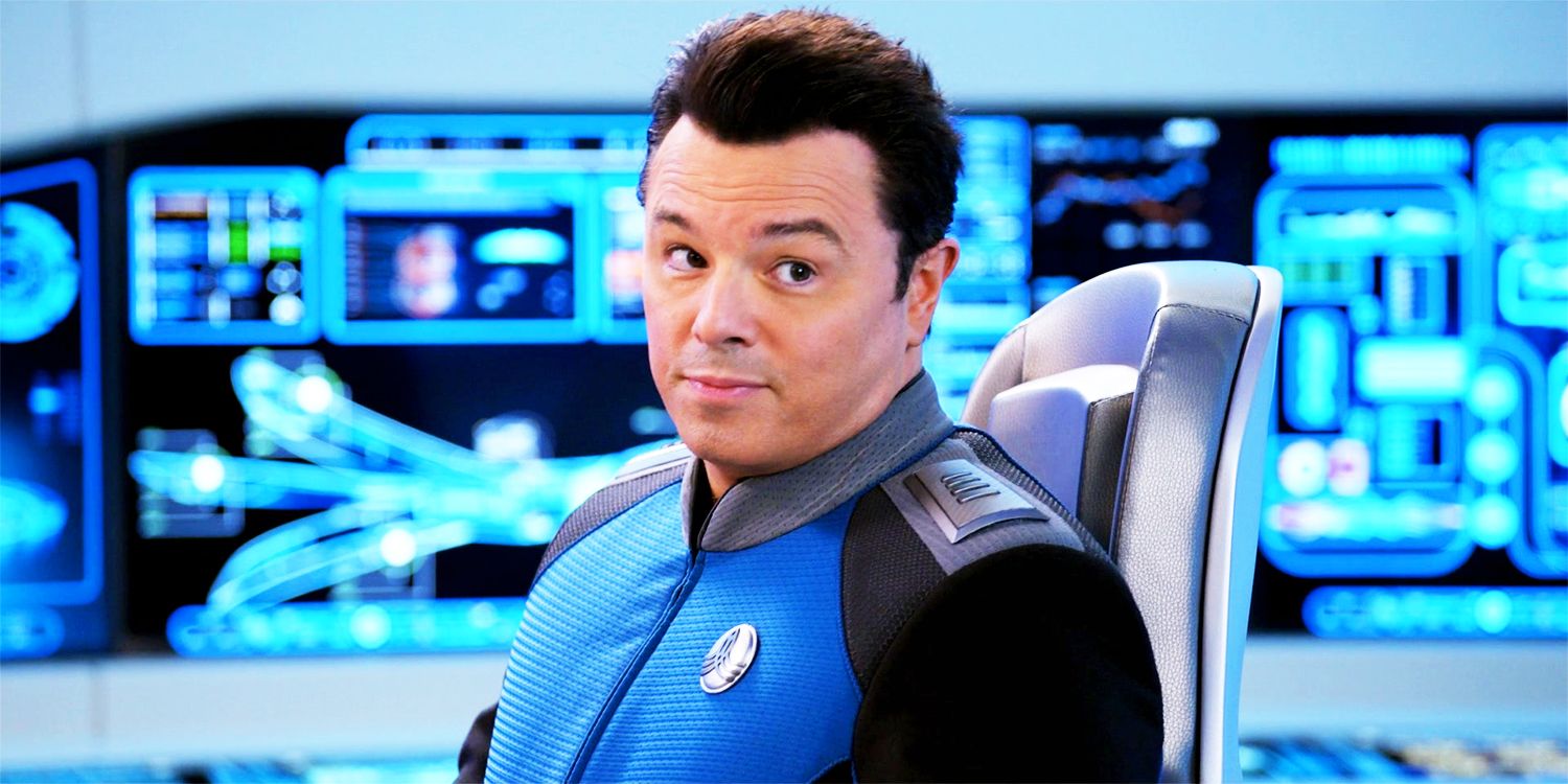 Seth MacFarlane smiling and tilting his head in an episode of The Orville