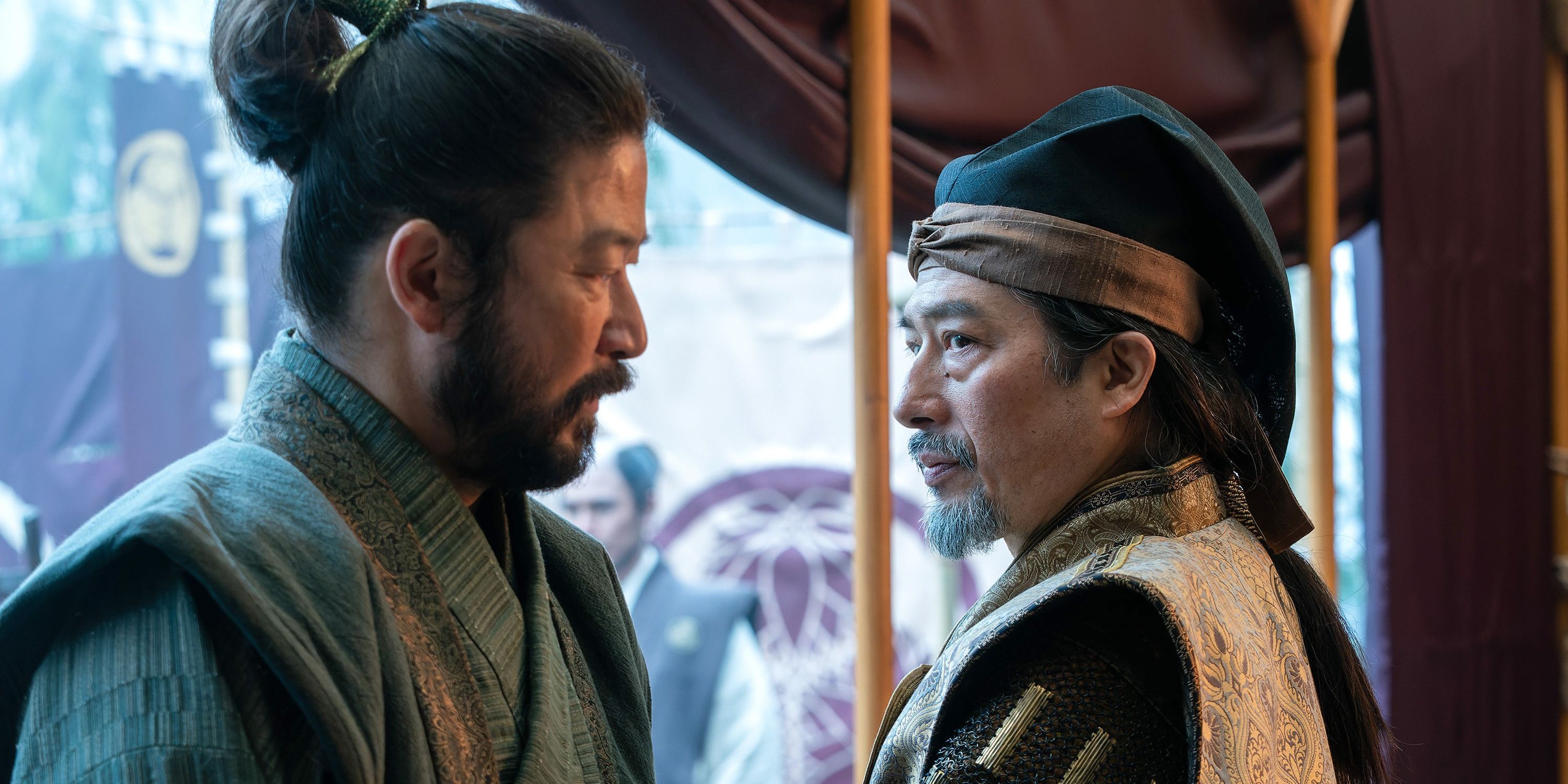 SHOGUN, from left, Tadanobu Asano, Hiroyuki Sanada, 'Broken to the Fist', (Season 1, ep. 105, aired Mar. 19, 2024)