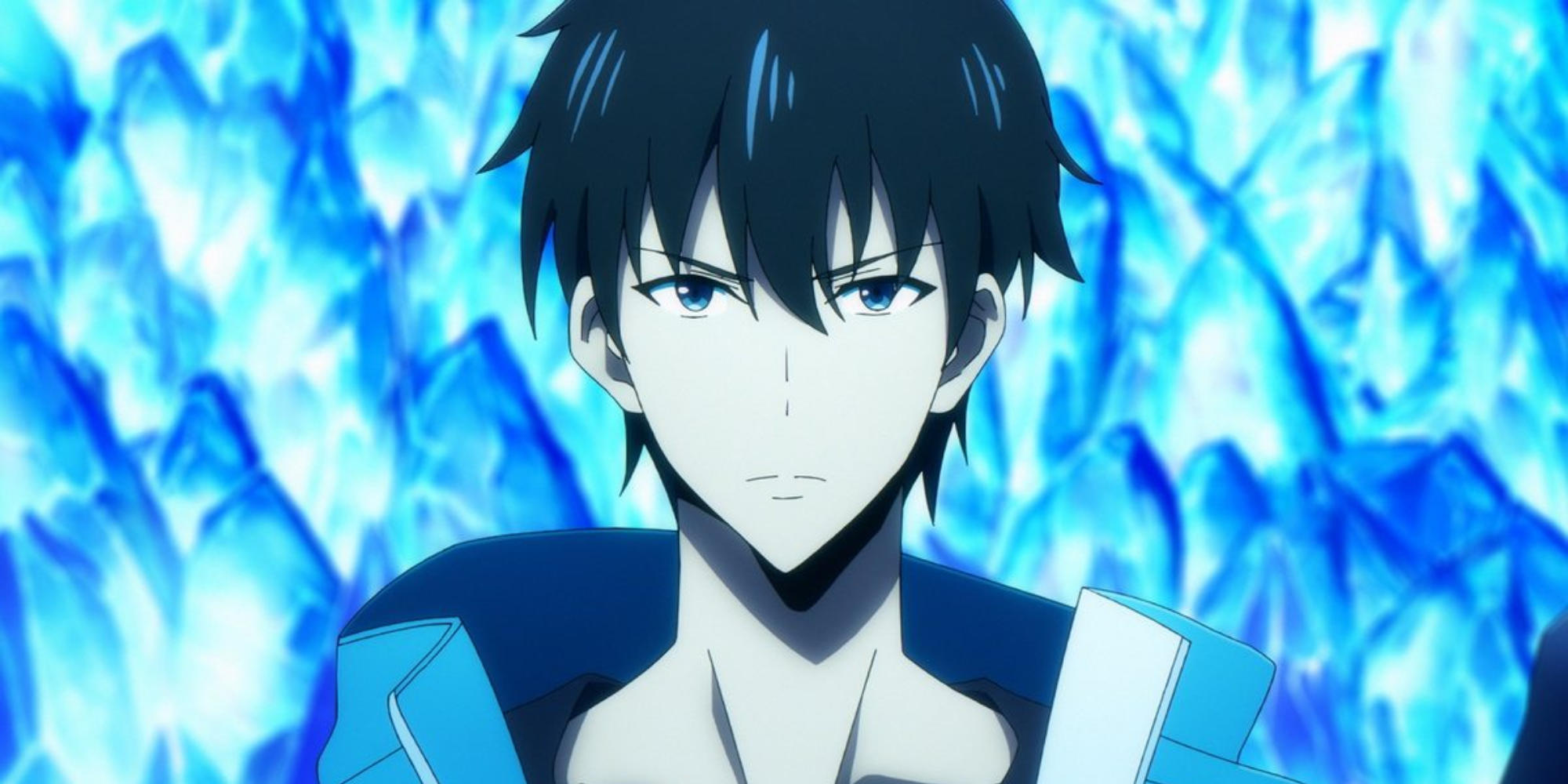 Gambar unggulan anime Solo Leveling - Sung Jinwoo dikelilingi es biru