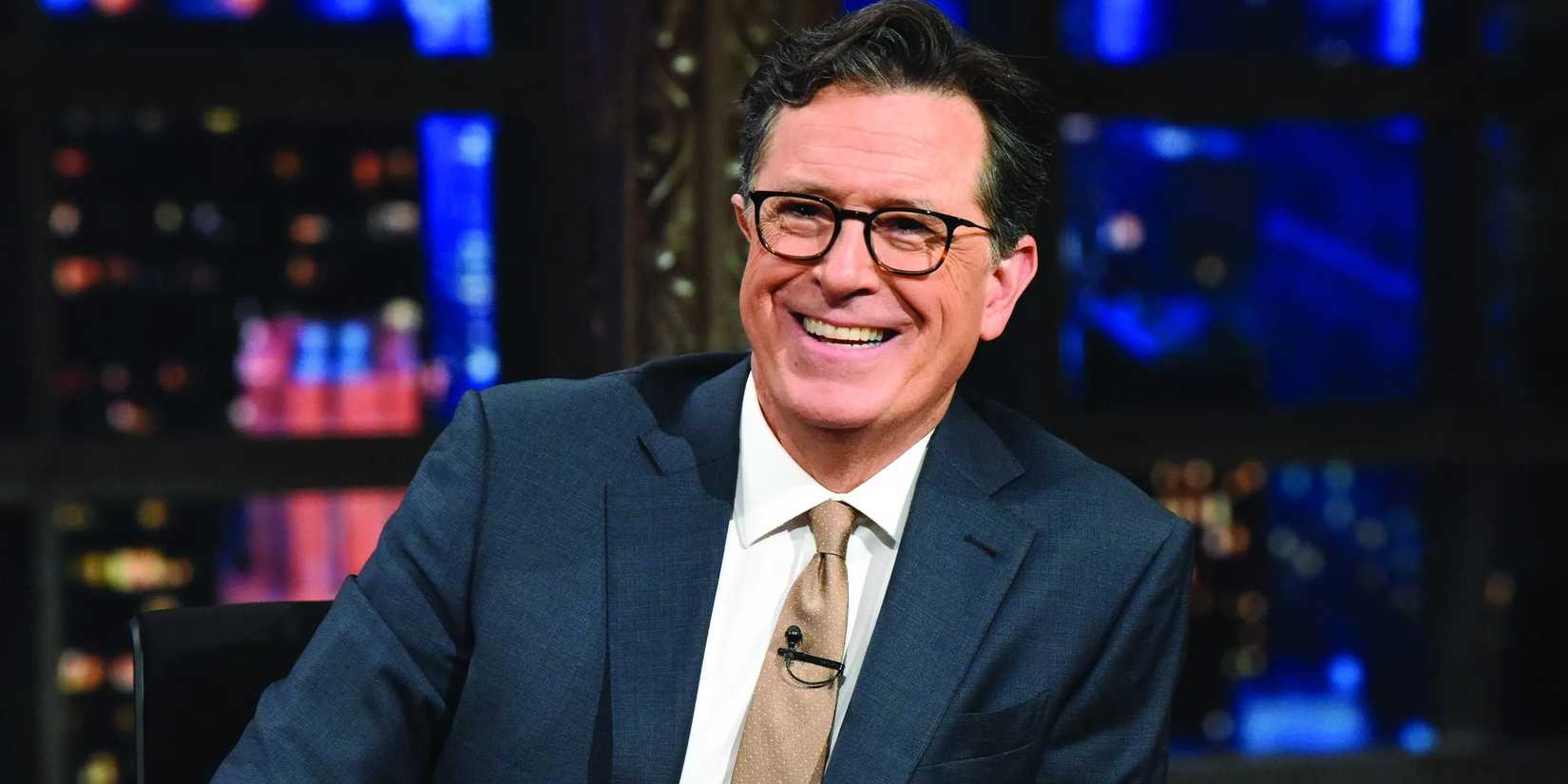 Stephen Colbert smiling on The Late Show