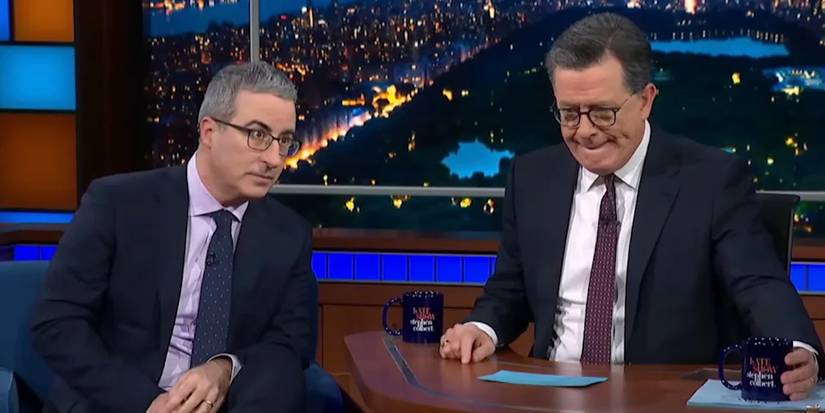Stephen Colbert interviews John Oliver on The Late Show