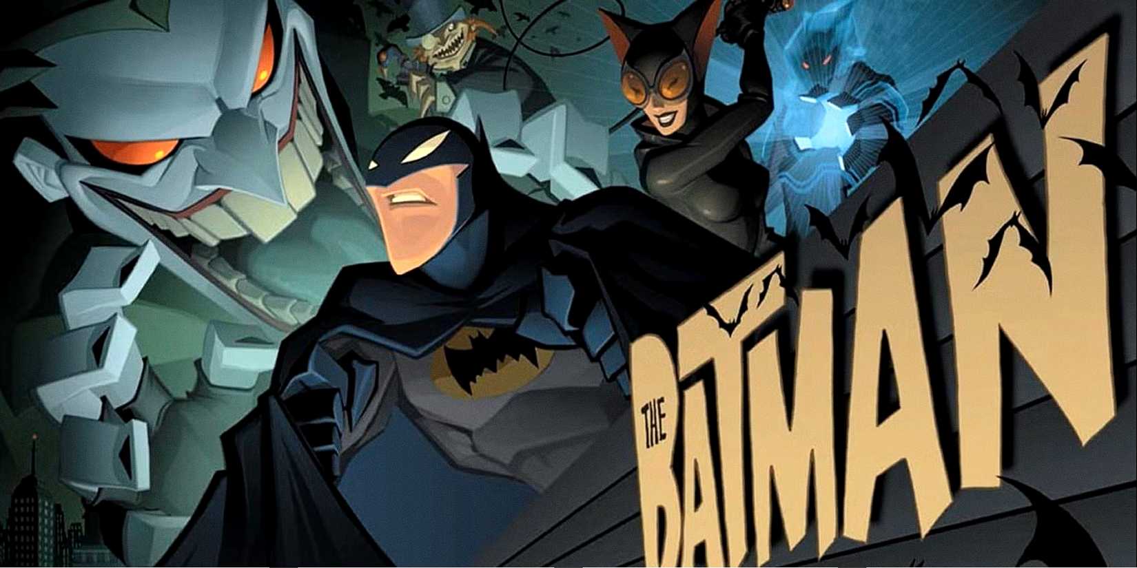 The Dark Knight's rogues gallery attack him in The Batman 2004 animated show poster
