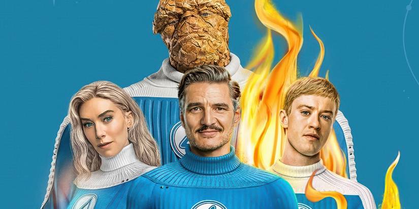 The Fantastic Four standing together on a poster for First Steps