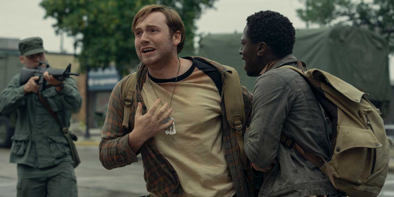 The Best Stephen King Adaptation of the 21st Century The Long Walk Raymond scared being held back by McVries