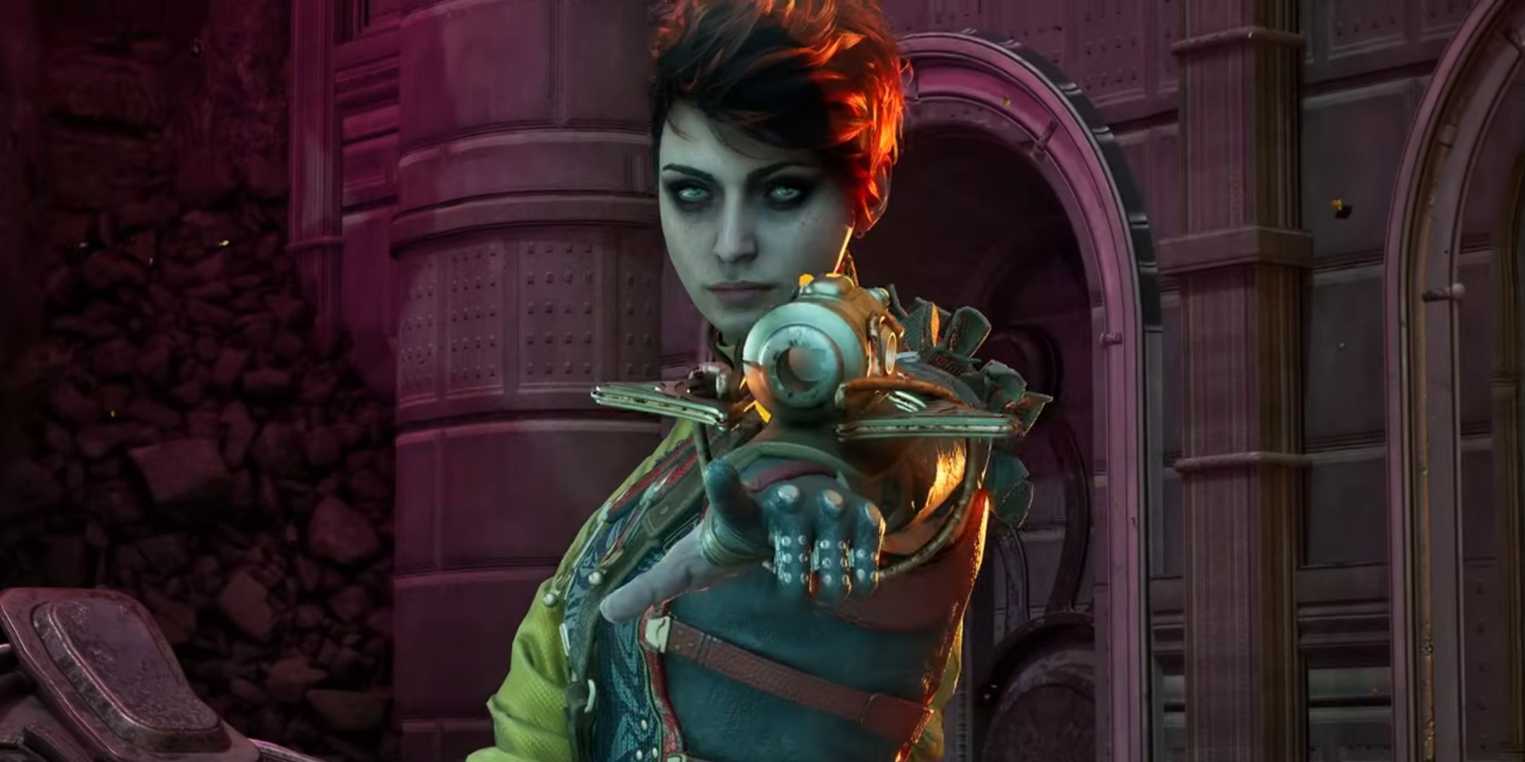 Aza from The Outer Worlds 2 without her hood.