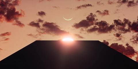 The view looking up from the face of the monolith in 2001 A Space Odyssey