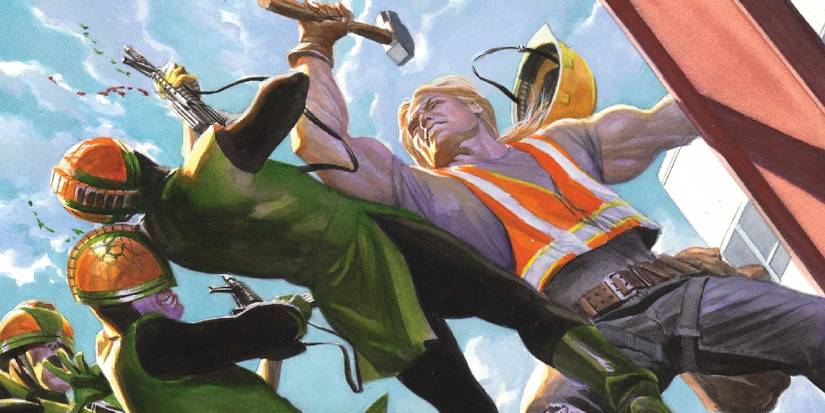 Sigurd Jarlson fights bad guys with a regular hammer in Mortal Thor