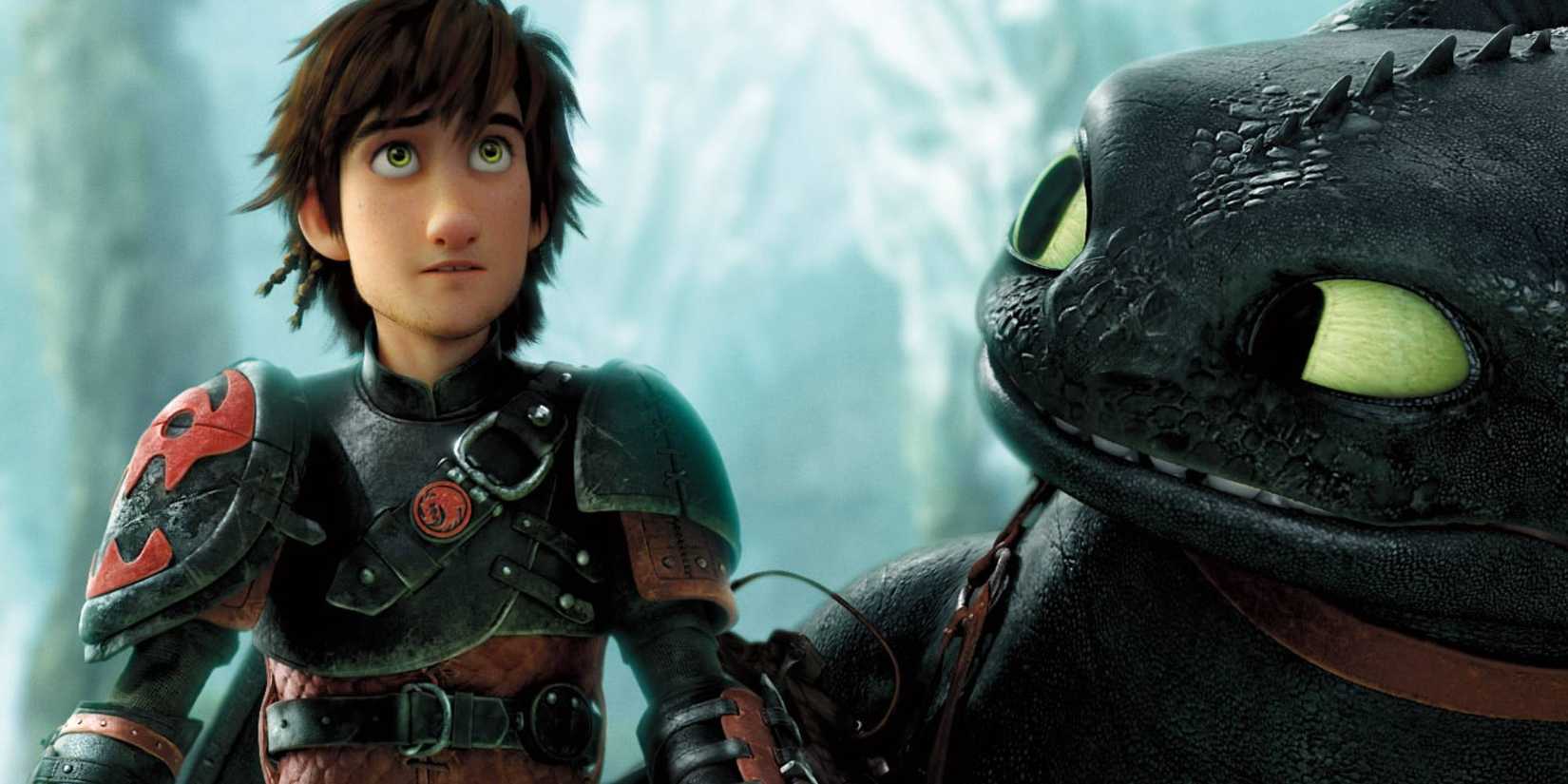 Toothless looking at Hiccup in How to Train your Dragon 2