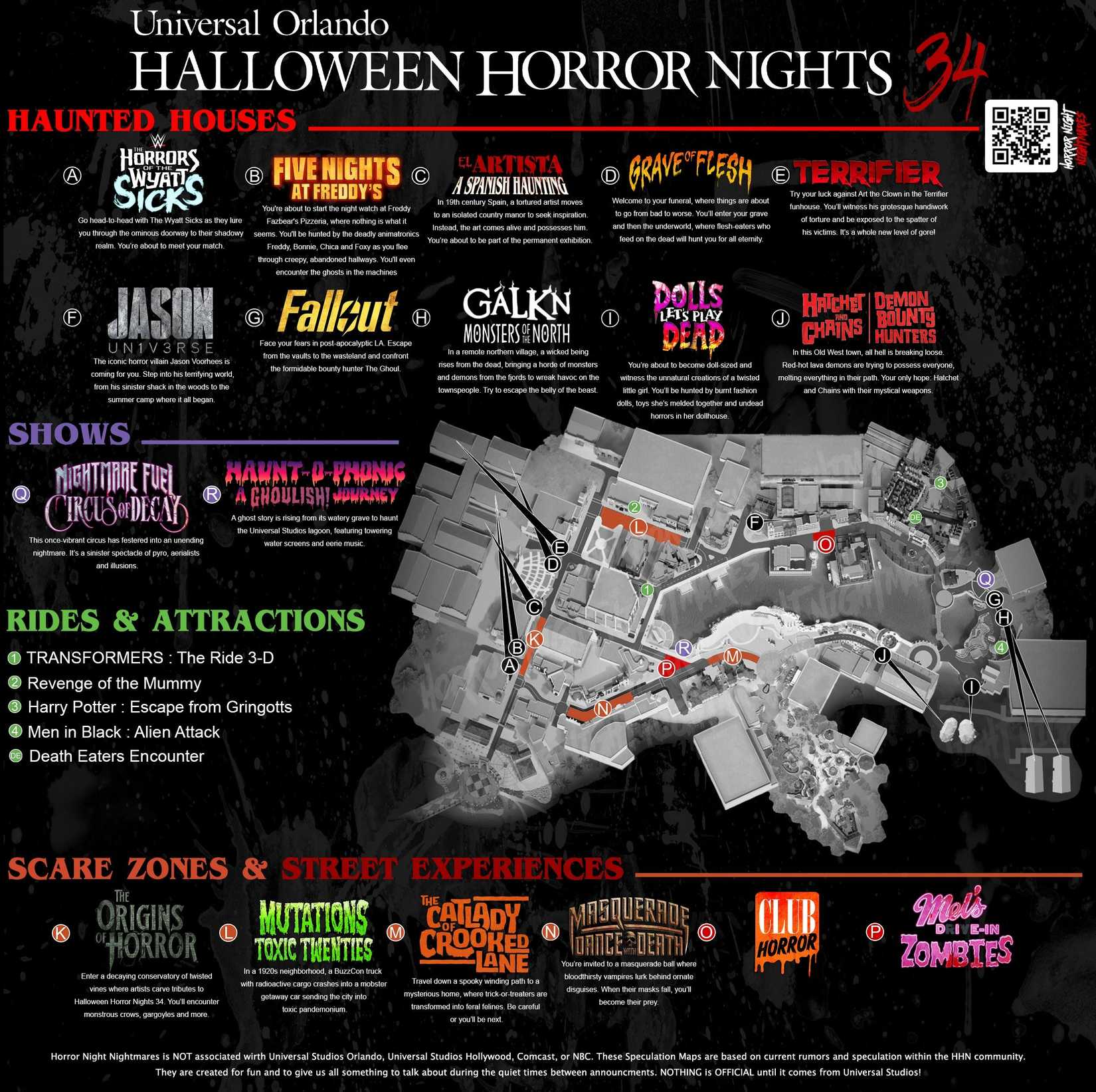 Universal Orlando Halloween Horror nights 34 map
