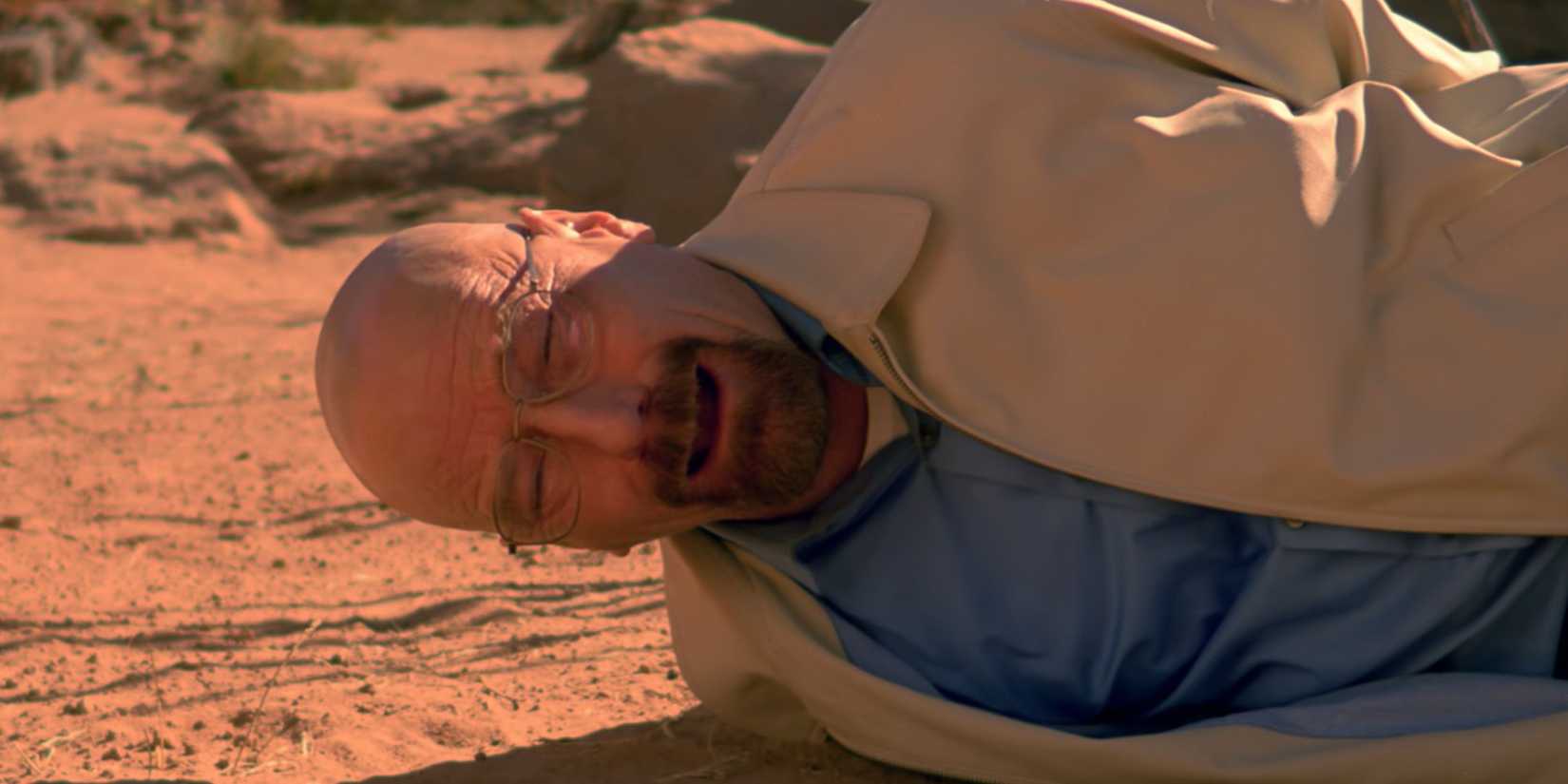 Bryan Cranston como Walter White chorando em Breaking Bad.